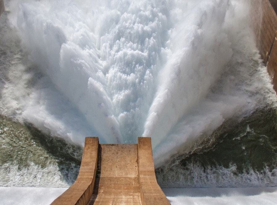 Water,being,released,from,a,dam